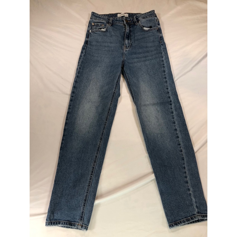 Pull&Bear Womens High Waisted Straight Leg Jeans Medium Wash Blue Size 4